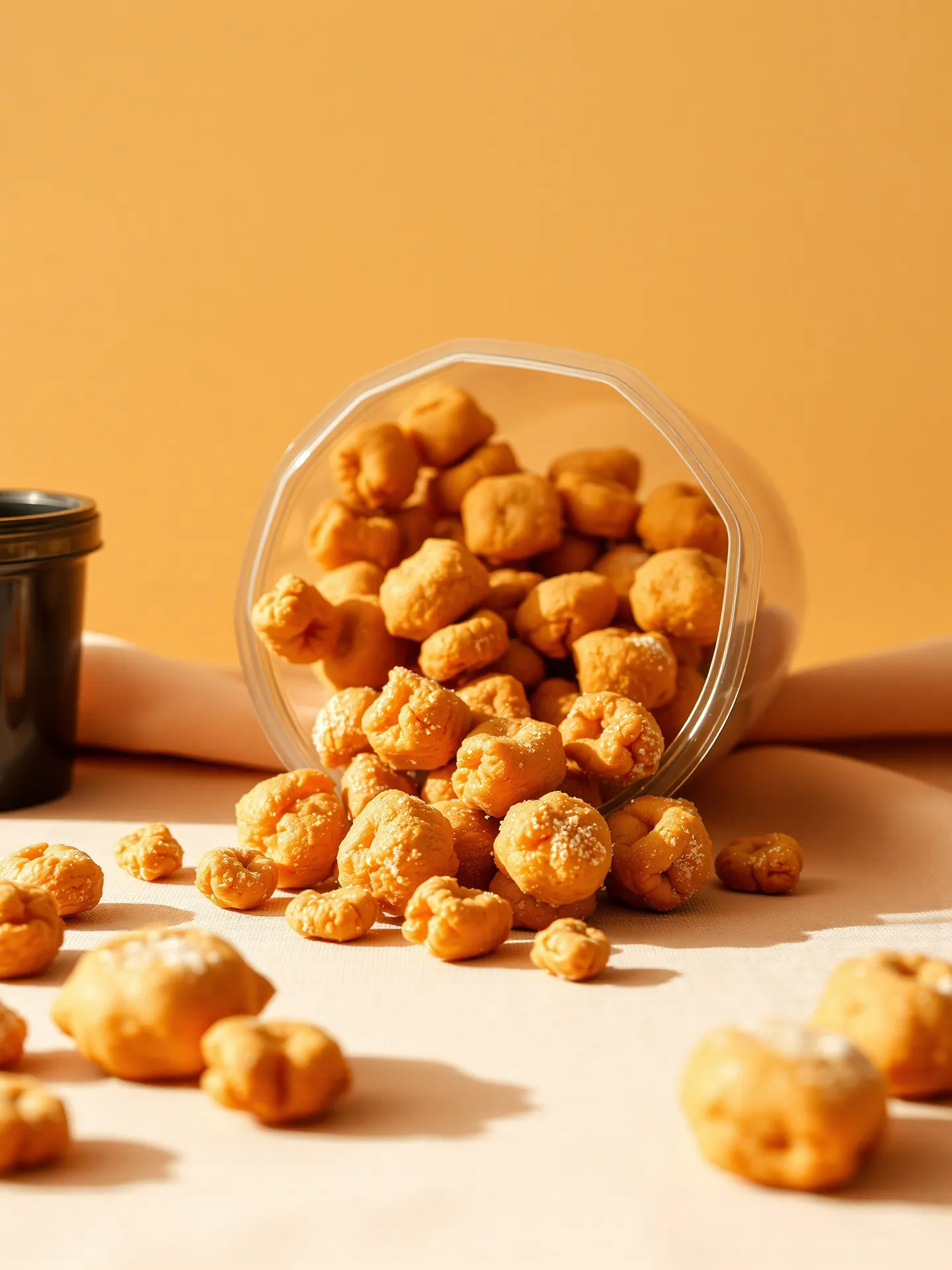 Cookies cascading from a tub of Jovie ChinChin